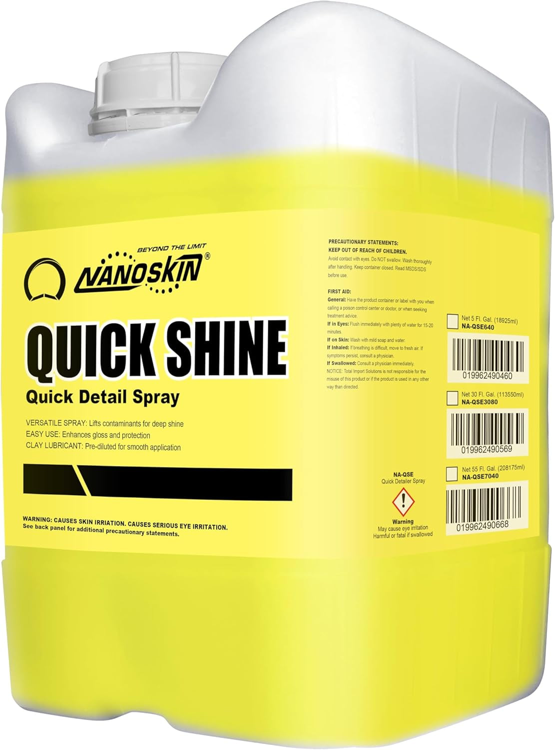 QUICK SHINE Quick Detail Spray 5 Gallons - Waterless Detailer Spray for Car Detailing | Deep Gloss Car Wax Booster & Clay Lubricant | Removes Dust, Smudges, Fingerprints & Other Contaminants, Yellow, 640.00 Fl Oz (Pack of 1)