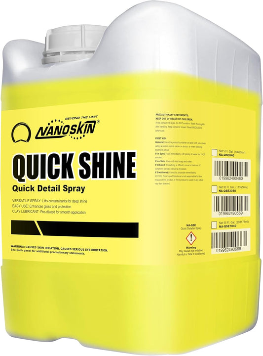 QUICK SHINE Quick Detail Spray 5 Gallons - Waterless Detailer Spray for Car Detailing | Deep Gloss Car Wax Booster & Clay Lubricant | Removes Dust, Smudges, Fingerprints & Other Contaminants, Yellow, 640.00 Fl Oz (Pack of 1)
