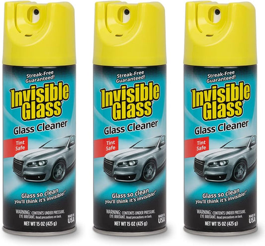 91163-3PK Premium Aerosol Glass and Window Cleaner for Auto and Home, Streak-Free, Ammonia-Free, Tint-Safe, 15 Oz (Pack of 3)