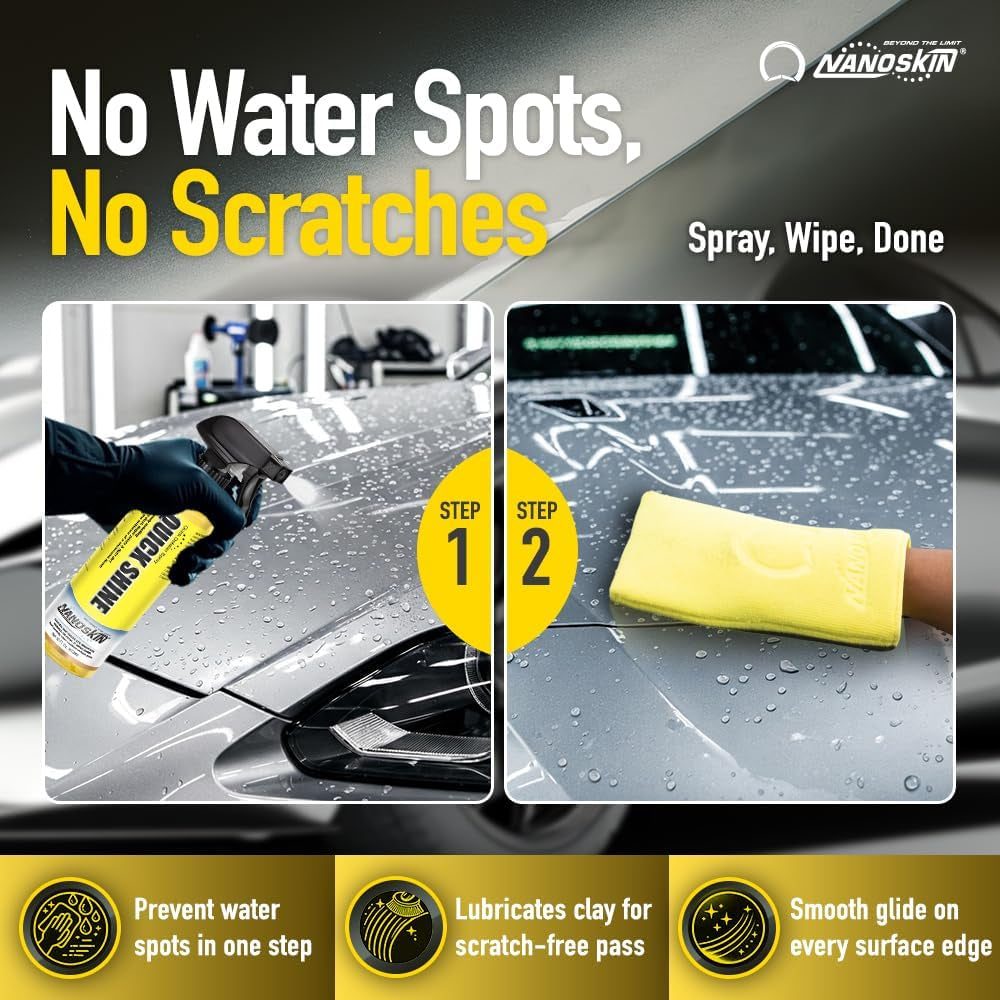 QUICK SHINE Quick Detail Spray 5 Gallons - Waterless Detailer Spray for Car Detailing | Deep Gloss Car Wax Booster & Clay Lubricant | Removes Dust, Smudges, Fingerprints & Other Contaminants, Yellow, 640.00 Fl Oz (Pack of 1)