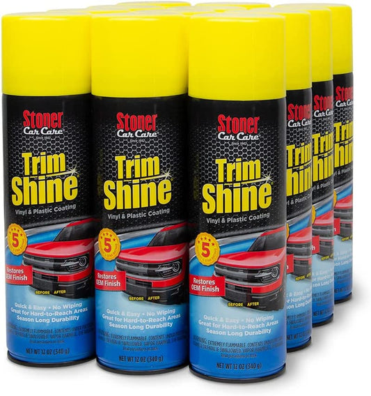 91034-12PK Trim Shine – Vinyl and Plastic Protectant Coating for Interior and Exterior Automotive Detailing, Quick Auto Trim Restorer, Fast-Drying No Sling Formula – 12 Oz (Pack of 12)