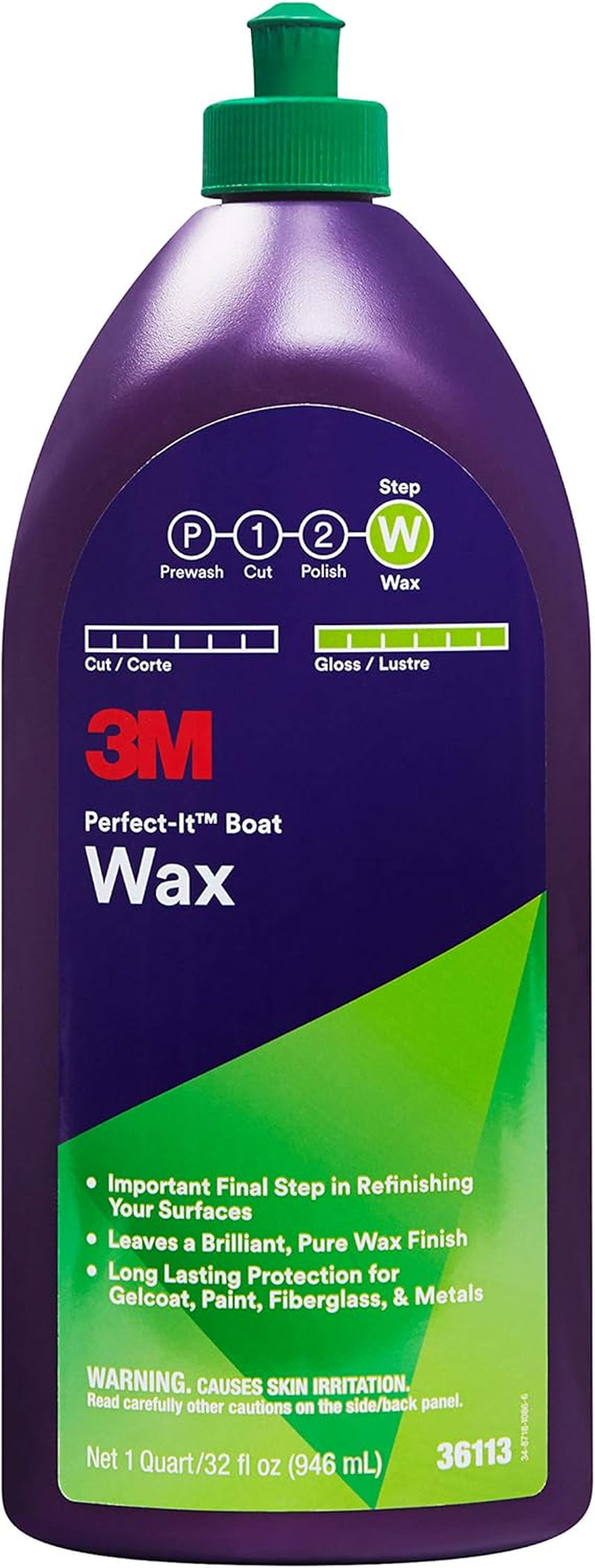 Boat Wax, 36113, 1 Quart, Contains Carnauba Wax, Protects against Weather and Oxidation, for Boats and Rvs