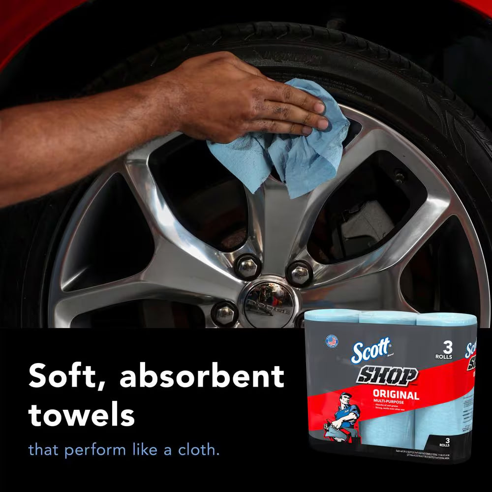 Blue Shop Towel Cleaning Wipes (3-Pack Bundle of 3)