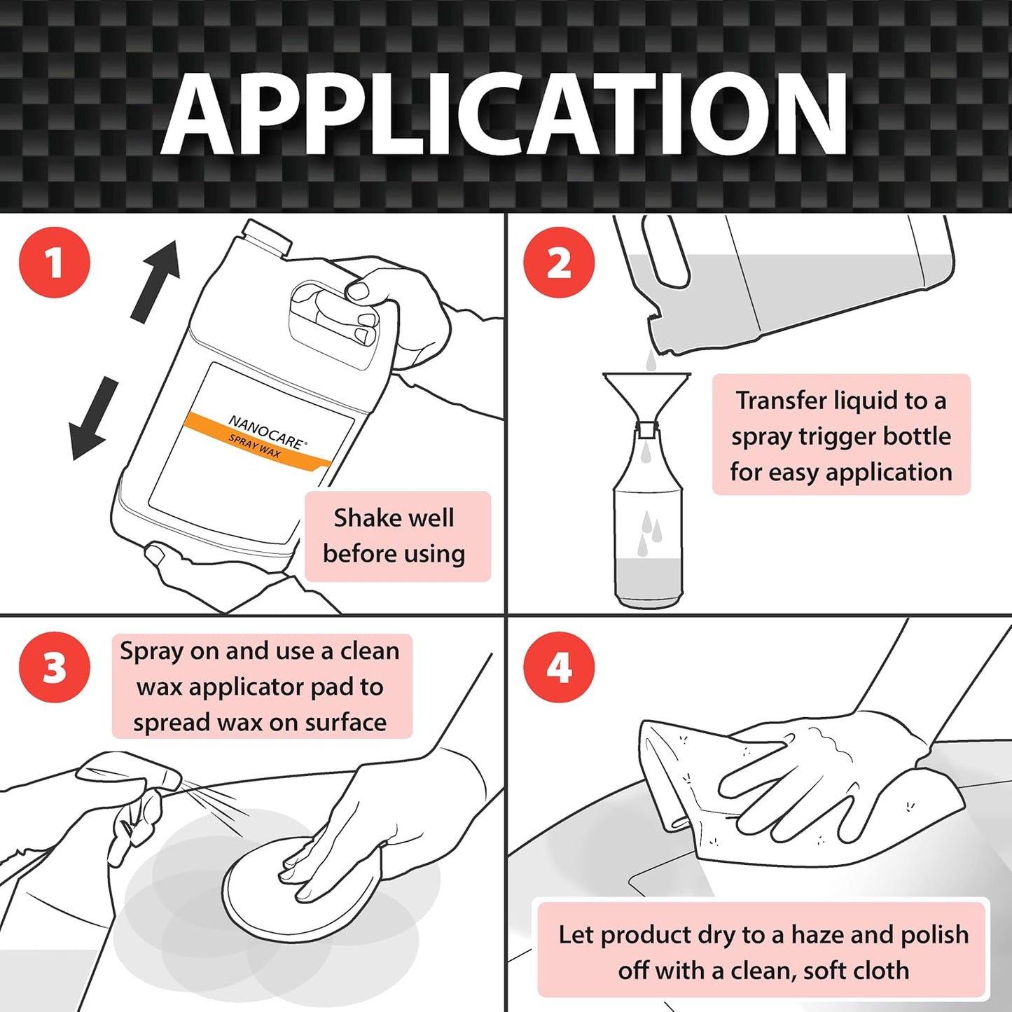 Nano Care Spray Wax - Interior and Exterior Car Wax/Provides Long-Lasting Shine and Protection Both inside and outside Vehicle / 1 Gallon (128001)