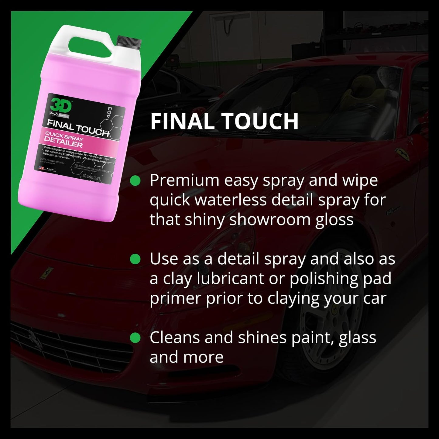 Final Touch Quick Detail Spray - Easy Spray On, Wipe off Showroom Shine 1 Gallon