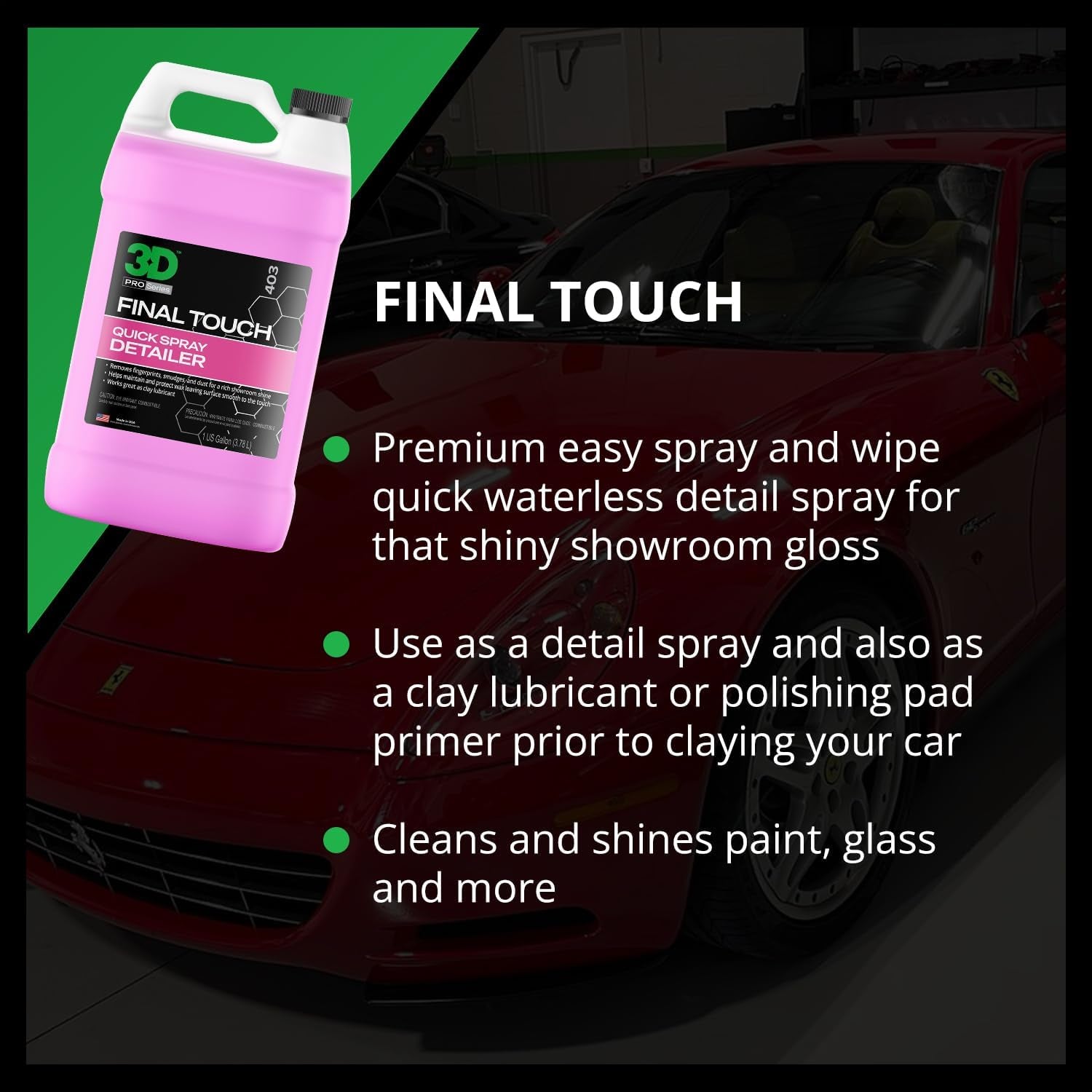 Final Touch Quick Detail Spray - Easy Spray On, Wipe off Showroom Shine 1 Gallon