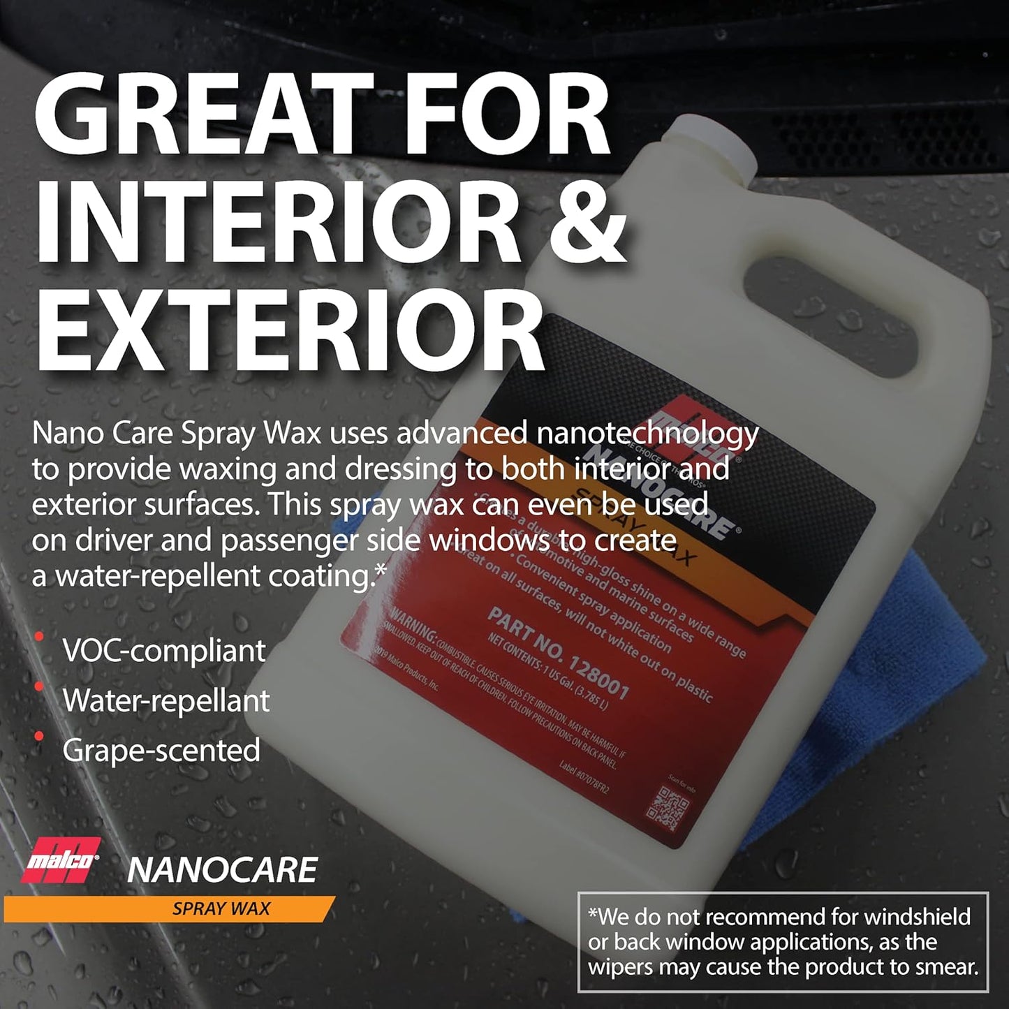 Nano Care Spray Wax - Interior and Exterior Car Wax/Provides Long-Lasting Shine and Protection Both inside and outside Vehicle / 1 Gallon (128001)