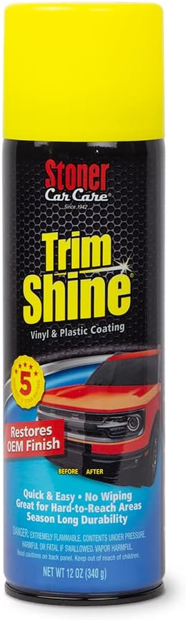 91034 Trim Shine - Premium Vinyl and Plastic Protectant Coating for Automotive Detailing, Quick Trim Restorer, Fast-Drying Formula - 12 Oz