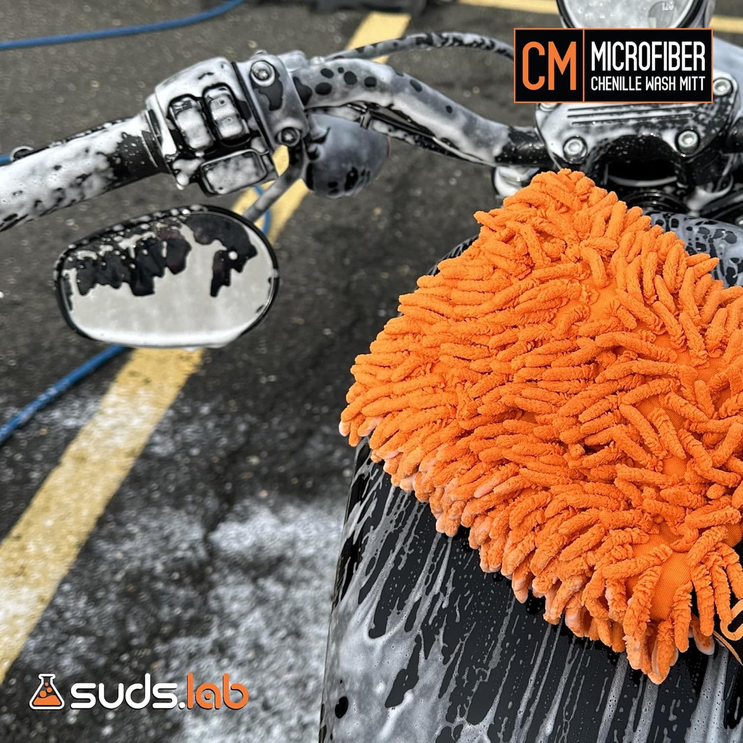 Suds Lab CM Chenille Microfiber Wash Mitt - Double Sided Car Wash Mitt - Scratch Free on All Vehicle Surfaces - 8" X 10"