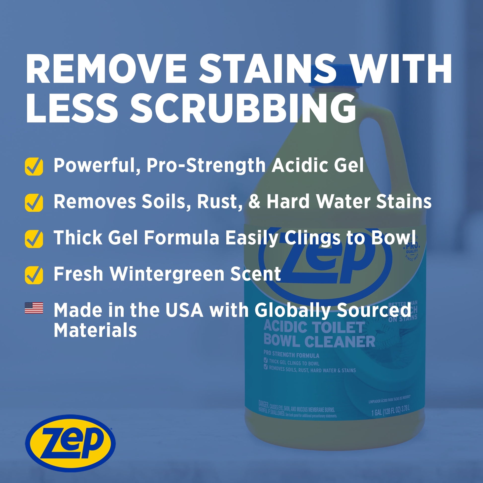 Acidic Toilet Bowl Cleaner - 1 Gallon (Case of 4) R43710 - Removes Hard Water Stains