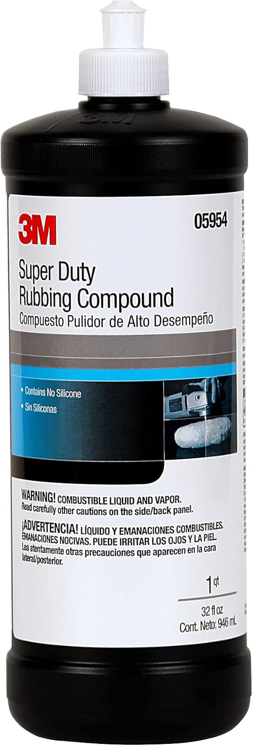 Super Duty Rubbing Compound, 05954, 1 Qt (32 Fl Oz/946 Ml), Contains No Waxes or Silicones