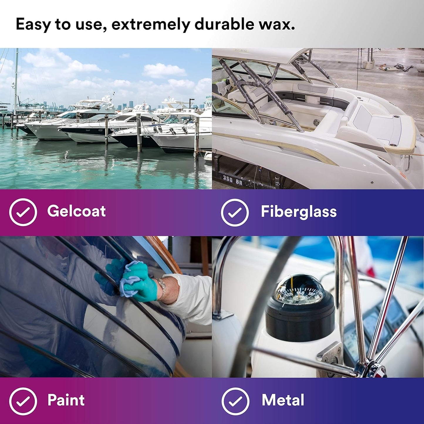 Boat Wax, 36113, 1 Quart, Contains Carnauba Wax, Protects against Weather and Oxidation, for Boats and Rvs