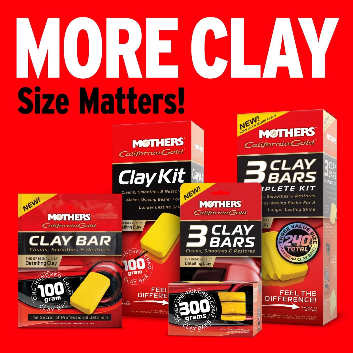 California Gold 3 Clay Bar Complete Kit (07240) – 3 × 80g Bars + 16oz Quick Detailer + Microfiber Towel – Removes Contaminants & Restores Glass-Smooth Paint