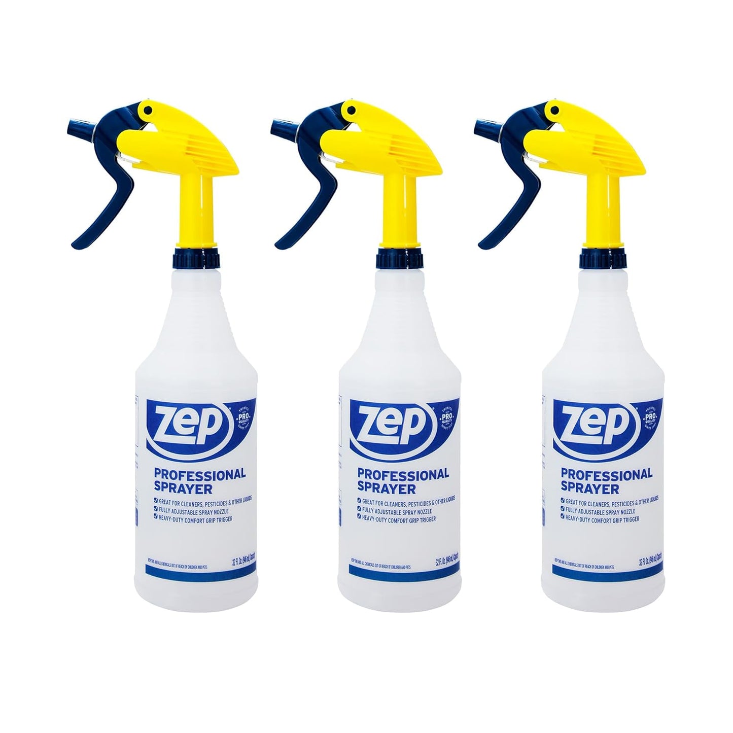 Professional Sprayer Bottle - 32 Oz (Pack of 3) - HDPRO1 - Versatile Adjustable Nozzle Spray Bottles with a Fine Mist or Powerful Spray, Refillable for Diluted Concentrate