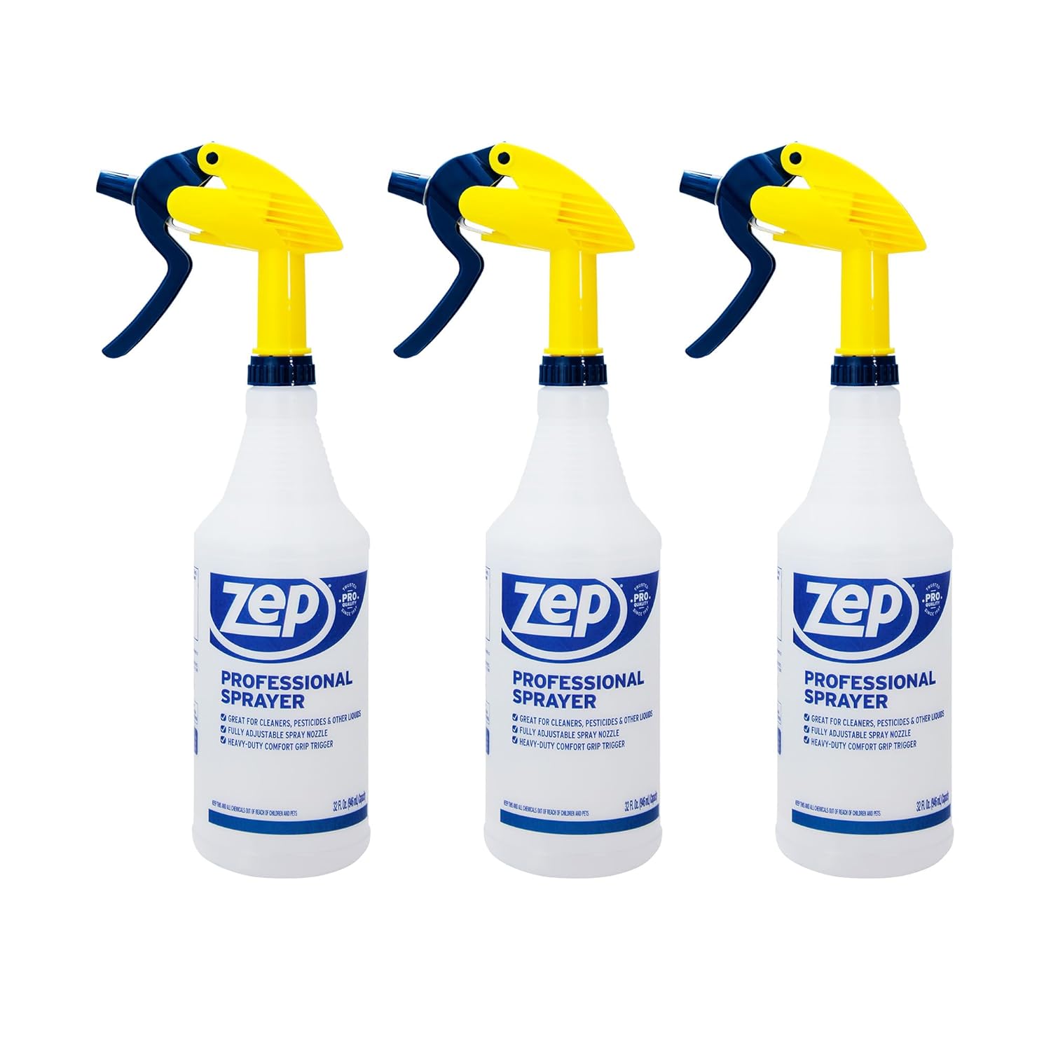Professional Sprayer Bottle - 32 Oz (Pack of 3) - HDPRO1 - Versatile Adjustable Nozzle Spray Bottles with a Fine Mist or Powerful Spray, Refillable for Diluted Concentrate