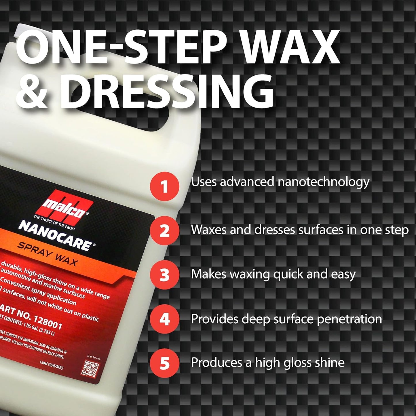 Nano Care Spray Wax - Interior and Exterior Car Wax/Provides Long-Lasting Shine and Protection Both inside and outside Vehicle / 1 Gallon (128001)