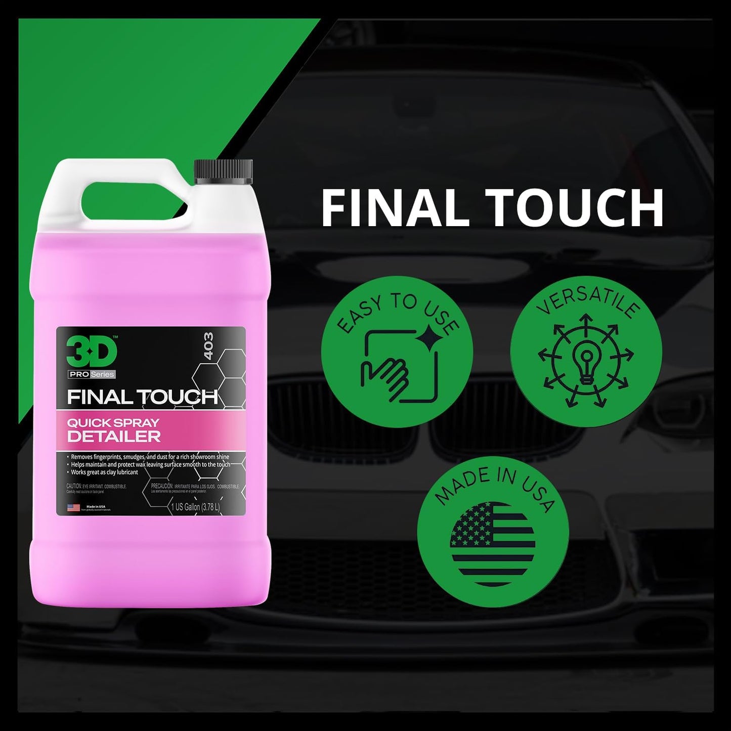 Final Touch Quick Detail Spray - Easy Spray On, Wipe off Showroom Shine 1 Gallon