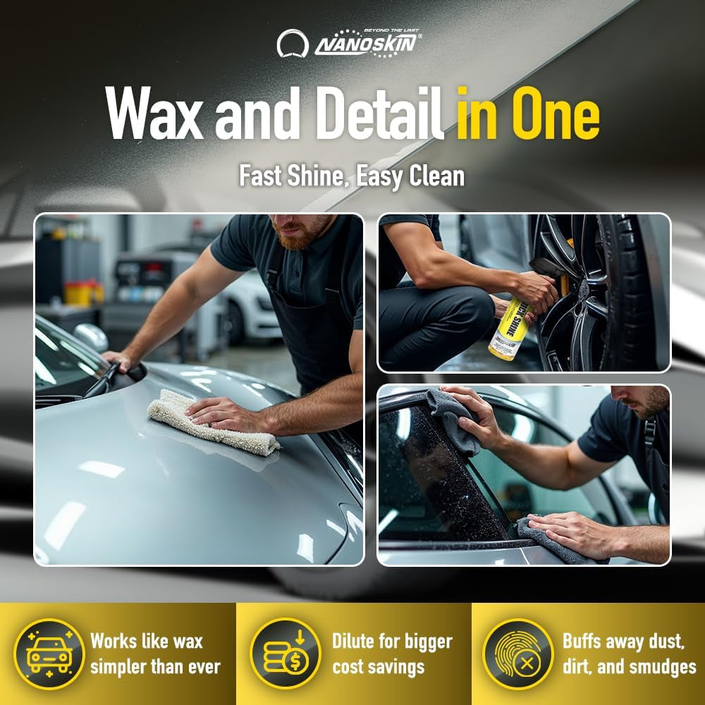 QUICK SHINE Quick Detail Spray 5 Gallons - Waterless Detailer Spray for Car Detailing | Deep Gloss Car Wax Booster & Clay Lubricant | Removes Dust, Smudges, Fingerprints & Other Contaminants, Yellow, 640.00 Fl Oz (Pack of 1)