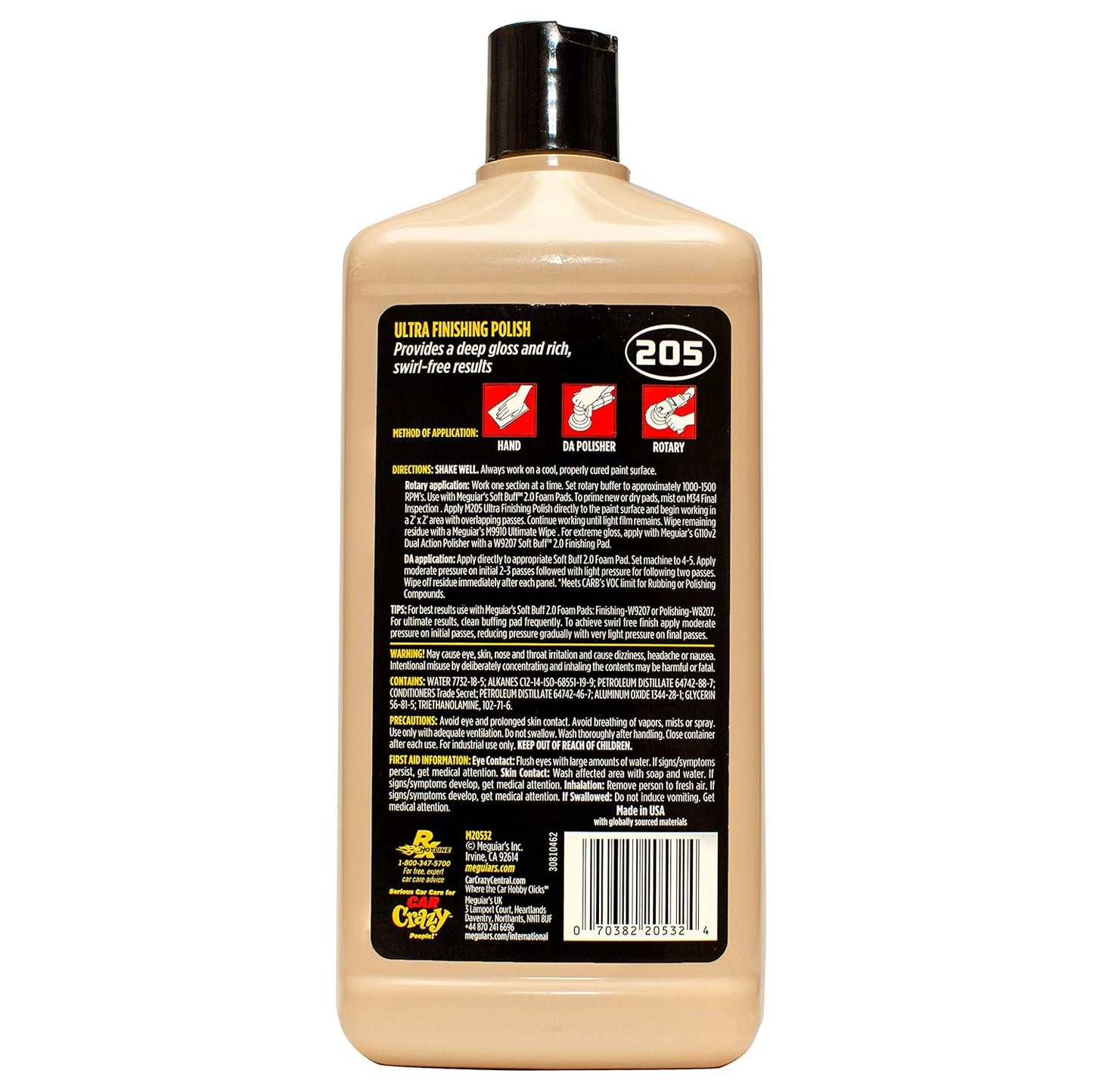 M205 Mirror Glaze Ultra Finishing Polish, Easy-To-Use Formula for Impeccable Shine, Multiple Ways to Apply Mirror Glaze, Removes Defects and Swirls for a High Gloss, 32 Oz Container