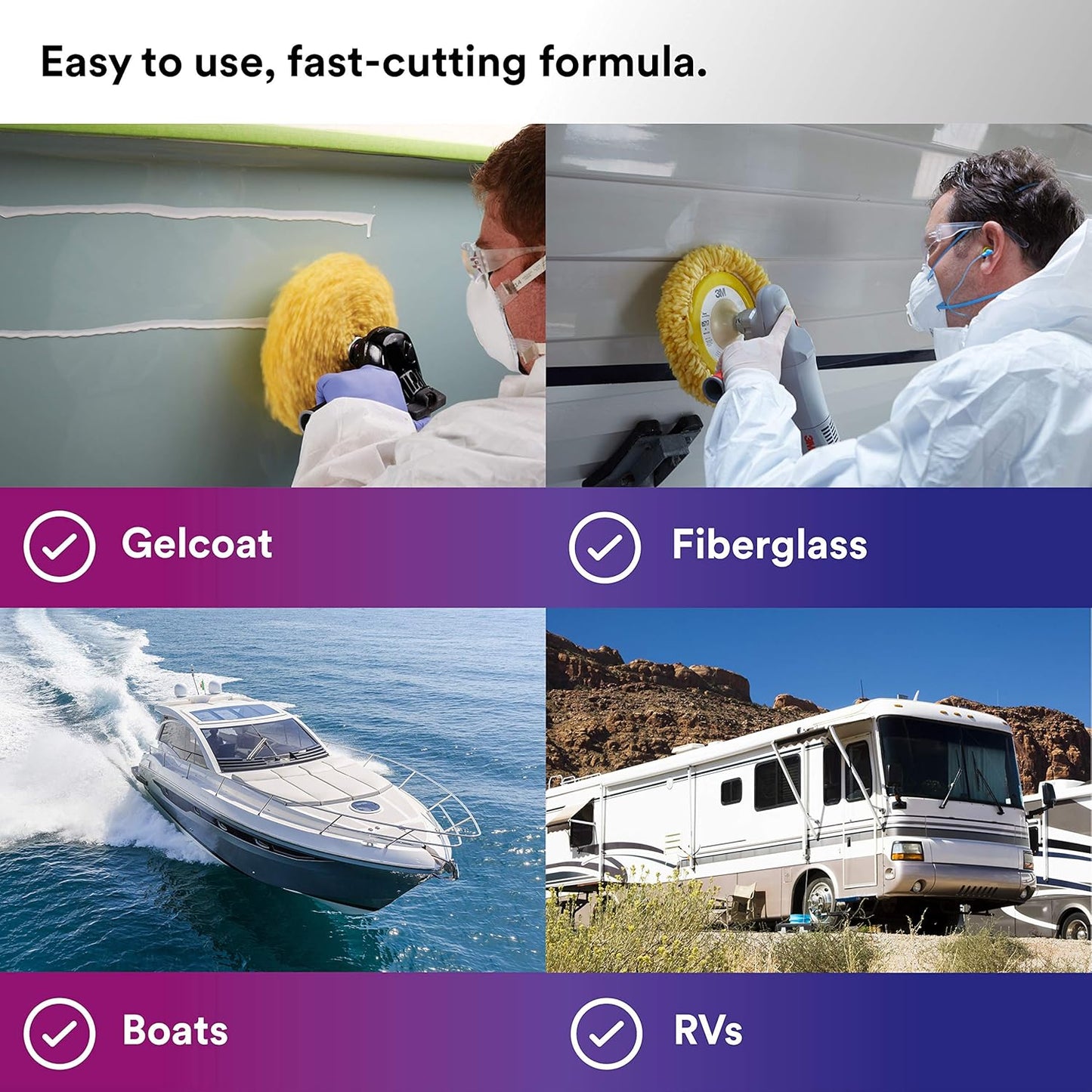 Gelcoat Light Cutting Polish + Wax, 36110, 1 Quart, One-Step Process, Removes Scratches and Swirls, Light Oxidation Remover for Boats and Rvs