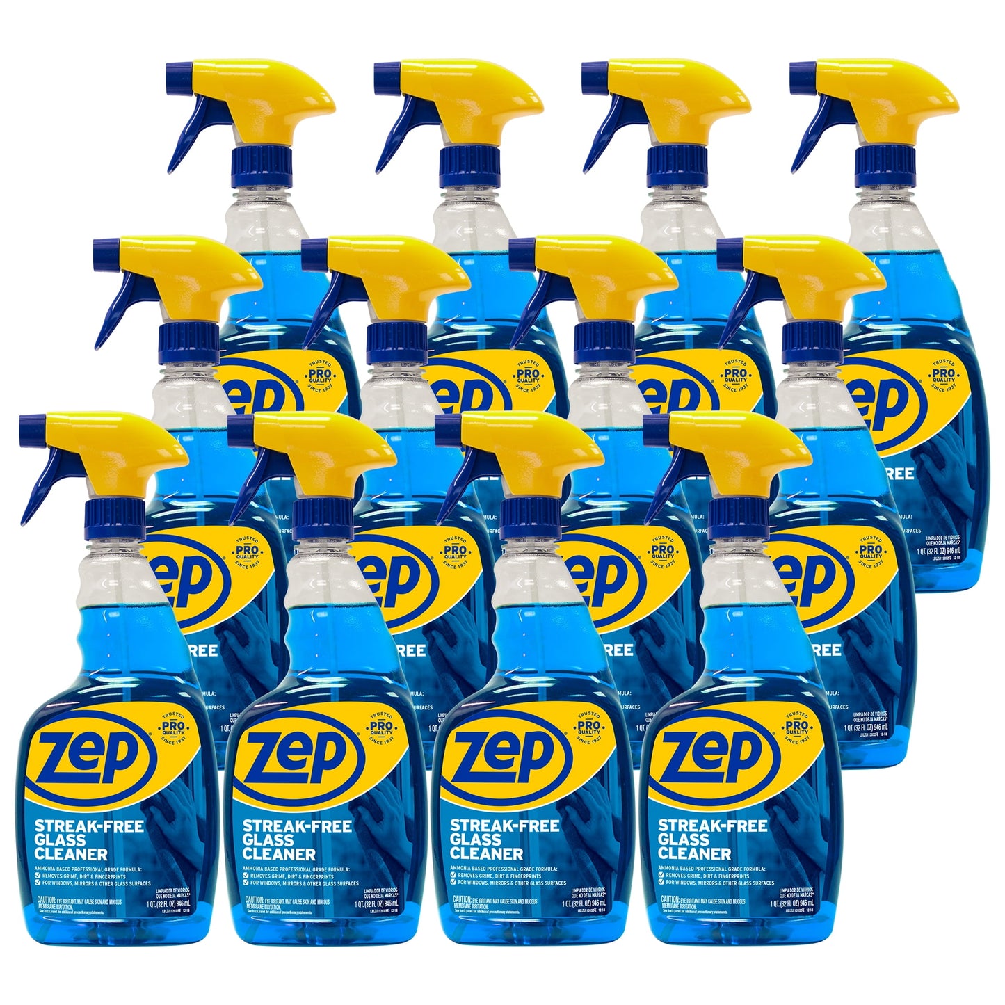 Streak-Free Glass Cleaner - 32 Oz. (Case of 12) ZU112032 - Eliminates Dirt, Fingerprints, and Grime