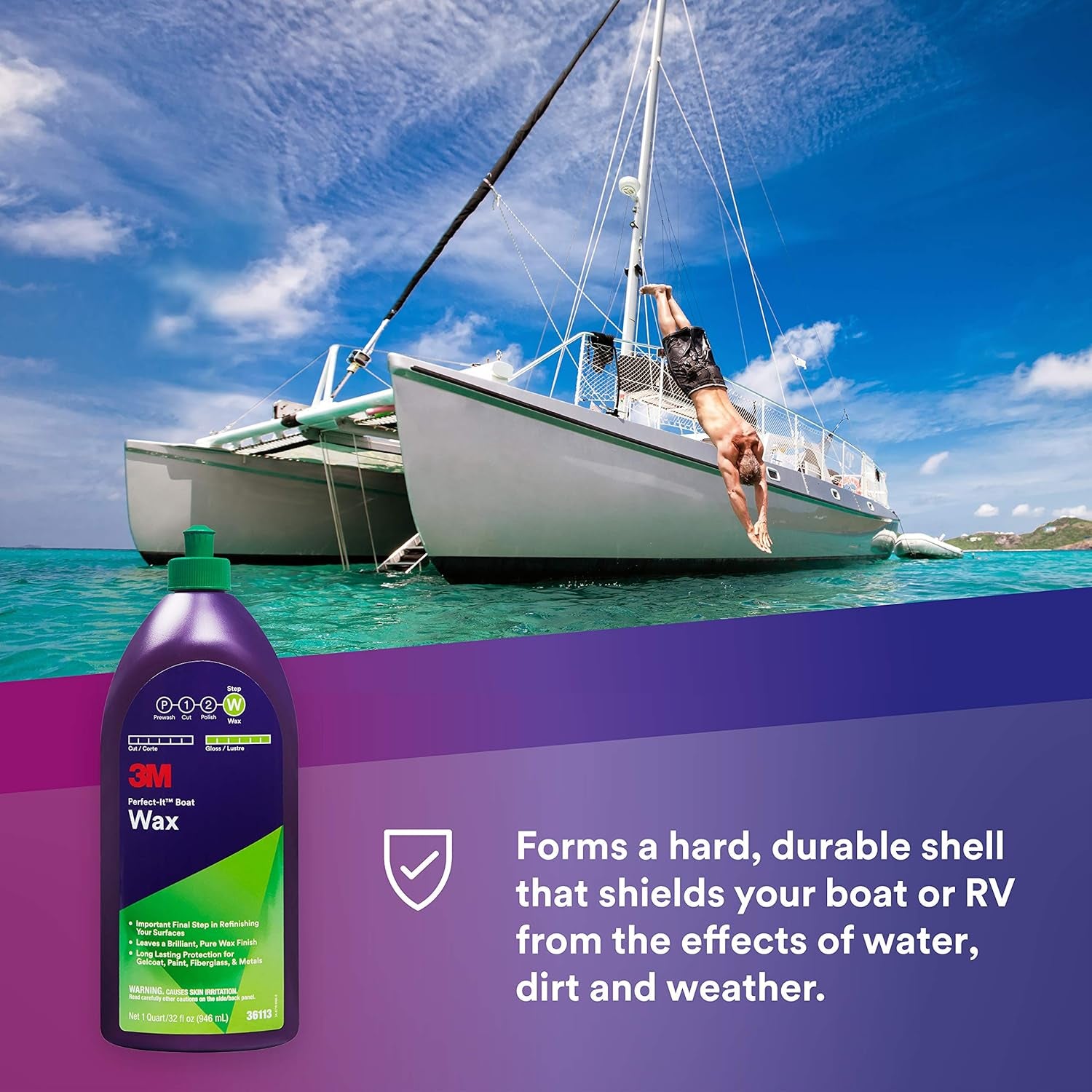 Boat Wax, 36113, 1 Quart, Contains Carnauba Wax, Protects against Weather and Oxidation, for Boats and Rvs